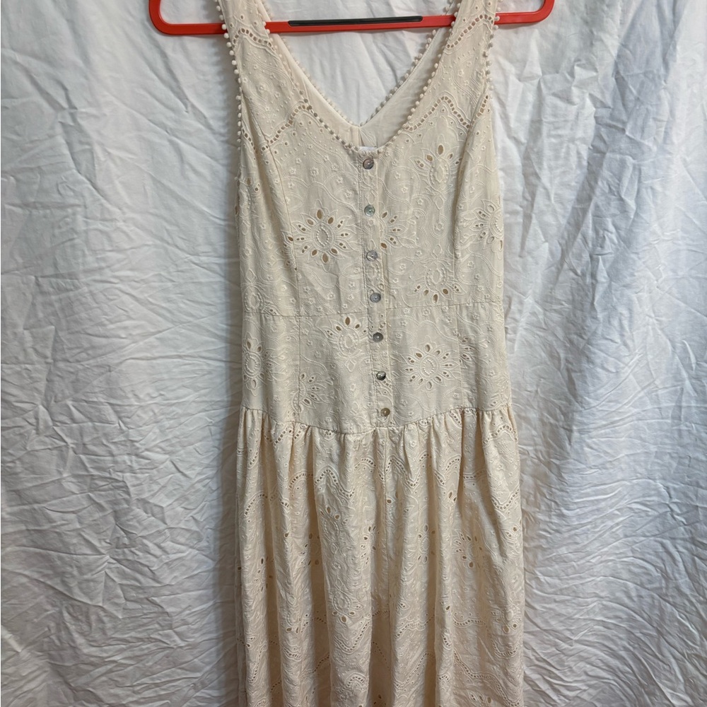 House of Harlow 1960 Cream Eyelet Midi Dress